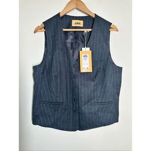 Jack & Jones JJXX Gray Pin Stripe Button Front Vest Size XL New